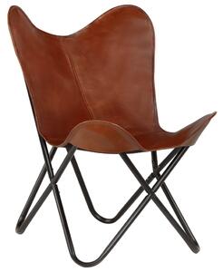 VidaXL Leptir-stolica od prave kože smeđa dječja veličina