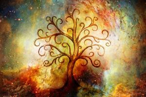 Slika drvo života s apstrakcijom svemira