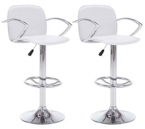 VidaXL Barske stolice s naslonima za ruke od umjetne kože 2 kom bijele