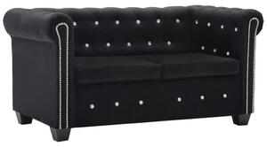 VidaXL Chesterfield sofa za dvoje s baršunastom presvlakom 146 x 75 x 72 cm crna