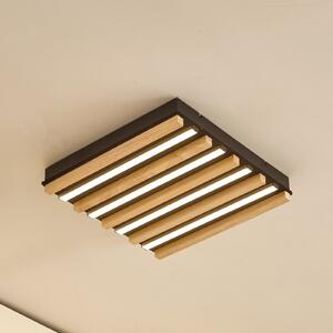 Lindby LED stropna svjetiljka Firka, bijela, drvo, 42 cm, CCT, dim., prigušiva, Drvo, Dnevni boravak/blagovaonica, Drvo