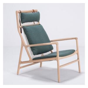 Fotelja od hrasta sa zelenim tekstilnim sjedalom Gazzda Dedo