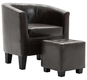 VidaXL Fotelja od umjetne kože s osloncem za noge tamnosmeđa