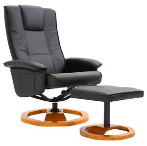 VidaXL Okretna TV fotelja s osloncem za noge od umjetne kože crna