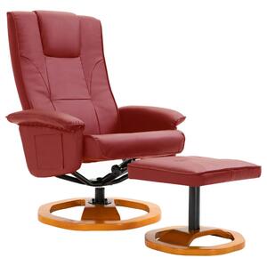 VidaXL Okretna TV fotelja s osloncem za noge od umjetne kože boja vina