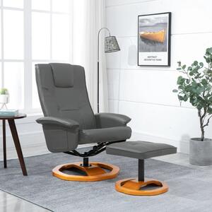 VidaXL Okretna TV fotelja s osloncem za noge od umjetne kože siva