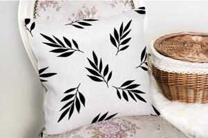 Crno-bijela jastučnica s primjesom pamuka Minimalist Cushion Covers Black White Leaf, 45 x 45 cm