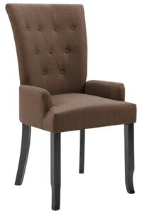 VidaXL Blagovaonska stolica od tkanine s naslonima za ruke smeđa