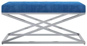 VidaXL Klupa od plave baršunaste tkanine i nehrđajućeg čelika 97 cm