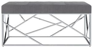 VidaXL Klupa od sive baršunaste tkanine i nehrđajućeg čelika 97 cm
