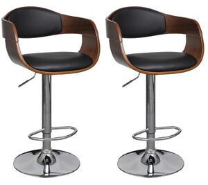 VidaXL Barske stolice 2 kom od zaobljenog drva i umjetne kože