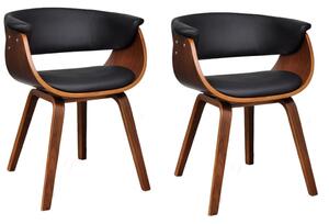 VidaXL Blagovaonske stolice 2 kom od zaobljenog drva i umjetne kože