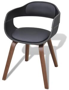 VidaXL Blagovaonske stolice od zaobljenog drva i umjetne kože 6 kom crne