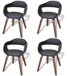 VidaXL Blagovaonske stolice od zaobljenog drva i umjetne kože 4 kom crne