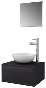 VidaXL 4-dijelni set kupaonskog namještaja s umivaonikom i slavinom crni