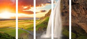 5-dijelna slika majestetični slap na Islandu