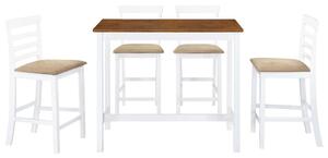 VidaXL 5-dijelni barski set stola i stolica od masivnog drva smeđe-bijeli