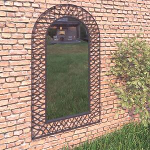 VidaXL Vrtno zidno ogledalo s lukom 60 x 110 cm crno