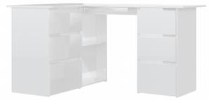 VidaXL Kutni radni stol visoki sjaj bijeli 145 x 100 x 76 cm iverica