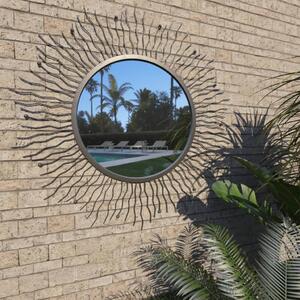 VidaXL Vrtno zidno ogledalo u obliku sunca 80 cm crno
