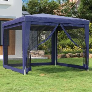 VidaXL Šator za zabave s 4 mrežasta bočna zida plavi 3 x 3 m HDPE