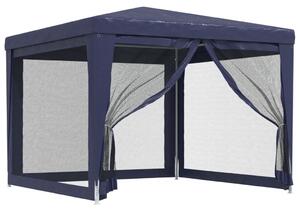 VidaXL Šator za zabave s 4 mrežasta bočna zida plavi 3 x 3 m HDPE