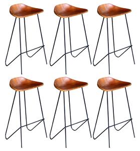 VidaXL Barske stolice od prave kože 6 kom smeđe