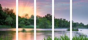 5-dijelna slika izlazak sunca kraj rijeke