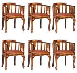 VidaXL Blagovaonske stolice od prave kože i masivnog drva šišama 6 kom