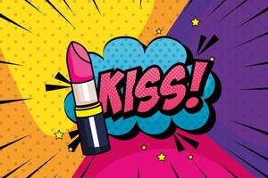 Tapeta pop art ruž za usne - KISS!