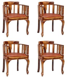 VidaXL Blagovaonske stolice od prave kože i masivnog drva šišama 4 kom