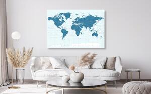 Slika na plutu politički zemljovid svijeta u plavoj boji