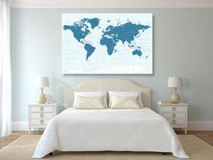 Slika politički zemljovid svijeta u plavoj boji
