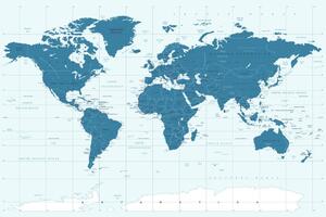 Slika politički zemljovid svijeta u plavoj boji