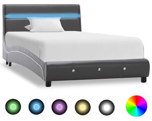 VidaXL Okvir za krevet s LED svjetlom od umjetne kože sivi 90 x 200 cm