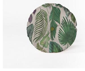 Okrugli ukrasni jastuk s baršunastom navlakom Velvet Atelier Leaves, ⌀ 45 cm