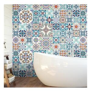 Set od 60 zidnih samoljepljivih naljepnica Ambiance Tiles Azulejos Antibes, 10 x 10 cm