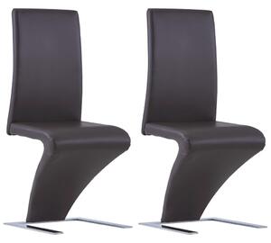 VidaXL Blagovaonske stolice cik-cak oblika od umjetne kože 2 kom smeđe