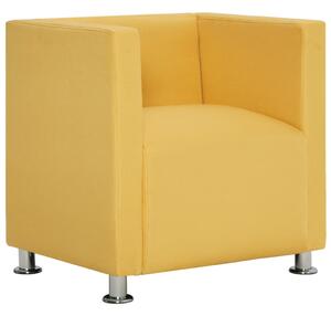 VidaXL Kockasta fotelja od tkanine žuta