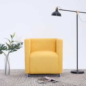 VidaXL Kockasta fotelja od tkanine žuta