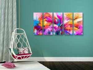 5-dijelna slika apstraktno šareno cvijeće