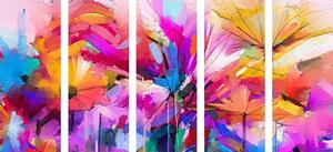 5-dijelna slika apstraktno šareno cvijeće
