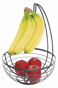 Crna košarica za voće s kukicom iDesign Austin, ø 27,31 cm