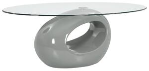 VidaXL Stolić za kavu s ovalnom staklenom pločom sivi visokog sjaja