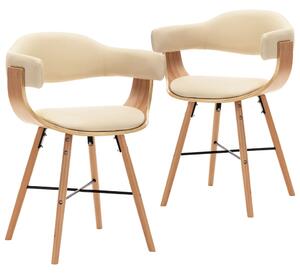 VidaXL Blagovaonske stolice od umjetne kože i drva 2 kom krem