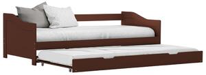 VidaXL Okvir za krevet na razvlačenje od borovine tamnosmeđi 90x200 cm