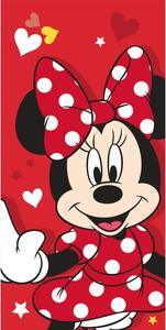 Crveni pamučan dječji ručnik 70x140 cm Minnie "Red heart" – Jerry Fabrics