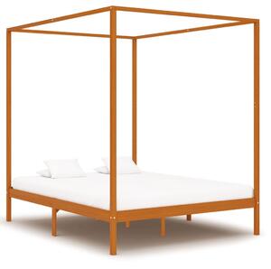VidaXL Okvir za krevet s baldahinom od borovine boja meda 180 x 200 cm