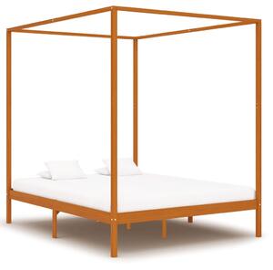 VidaXL Okvir za krevet s baldahinom od borovine boja meda 160 x 200 cm