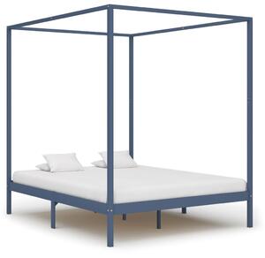 VidaXL Okvir za krevet s baldahinom od borovine sivi 160 x 200 cm